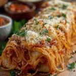Spaghetti Stuffed Garlic Bread