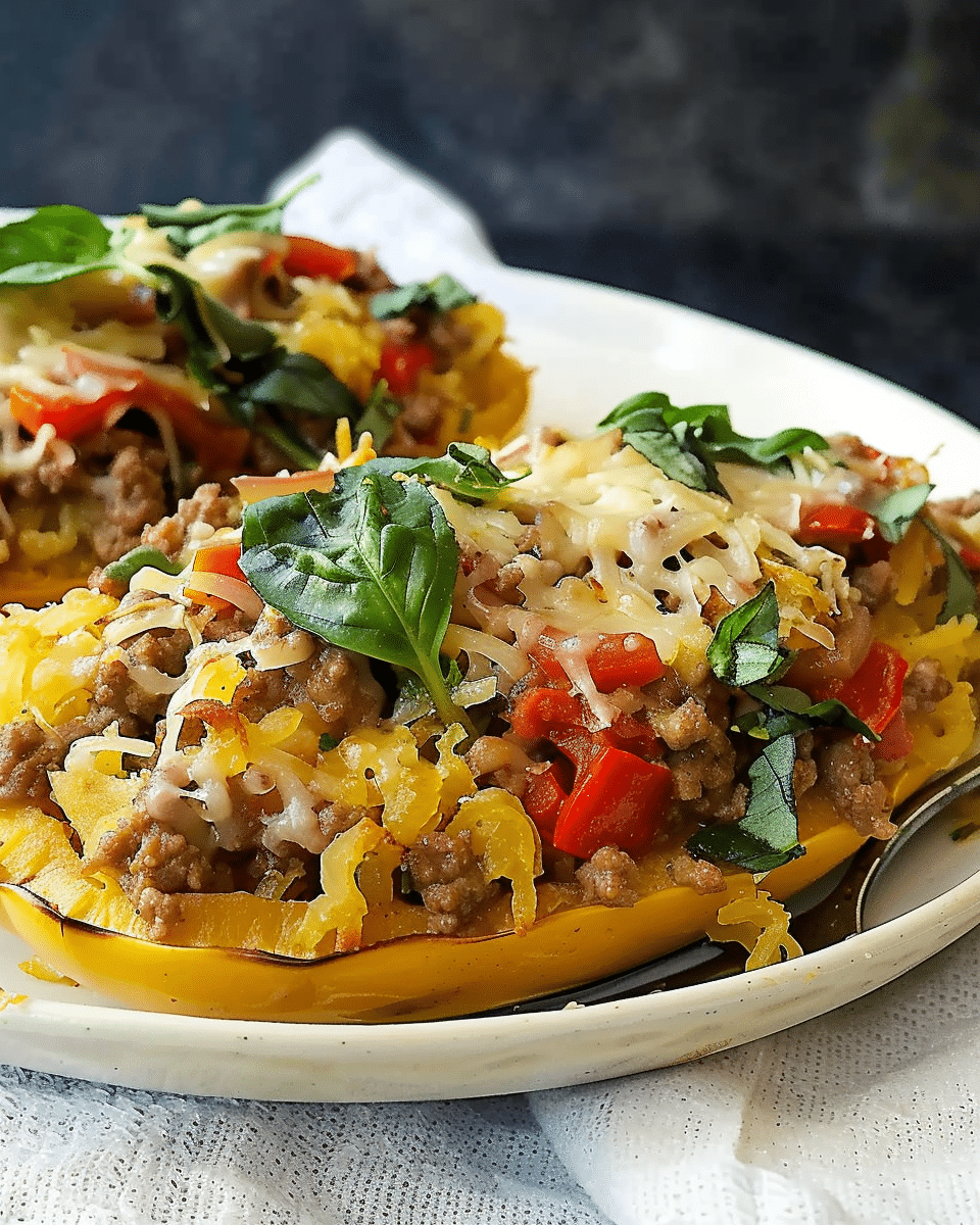 Baked Spaghetti Squash with Beef and Veggies