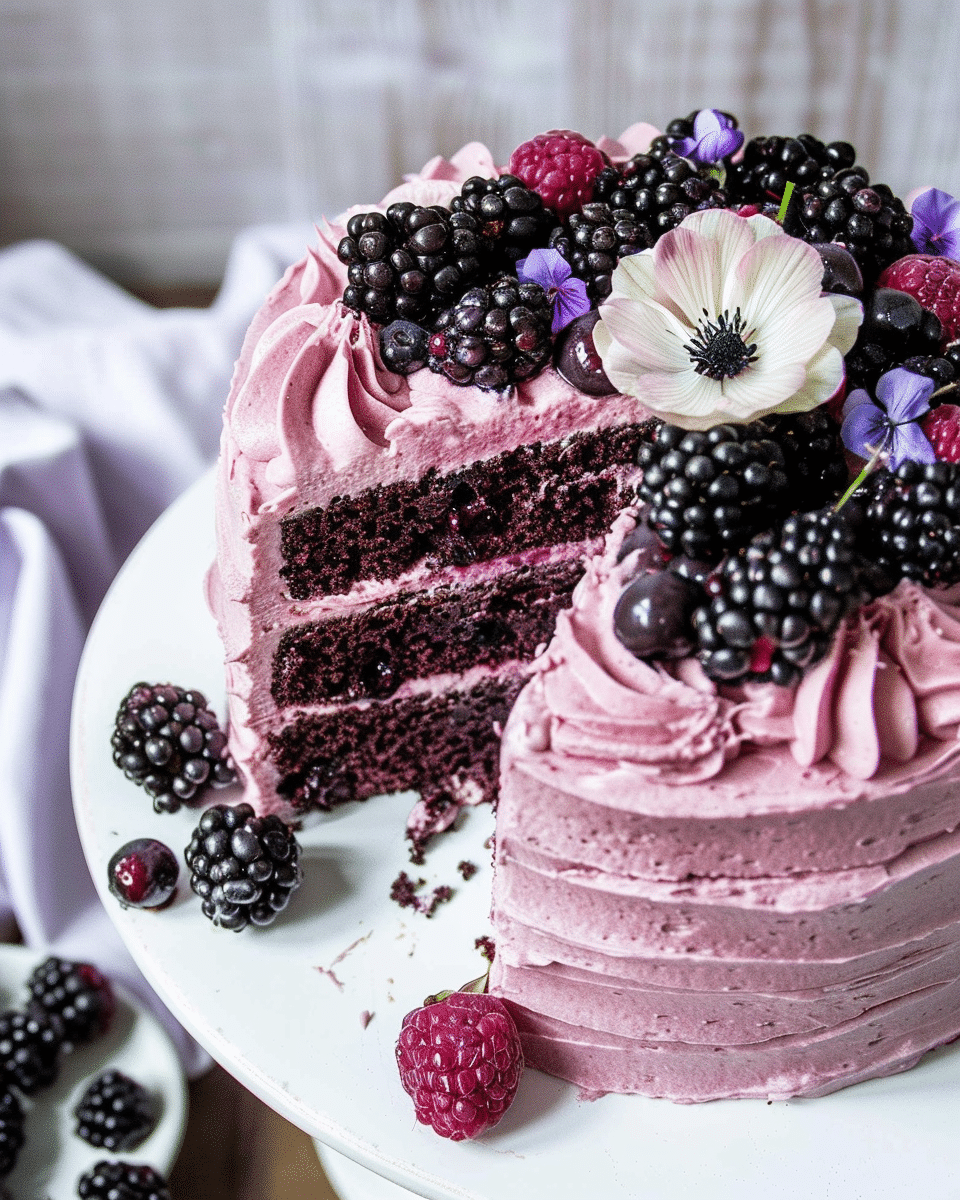 Blackberry Chocolate Cake & Blackberry Cream Cheese Frosting