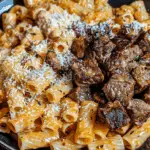 Cajun Steak Cheesy Rigatoni Parmesan