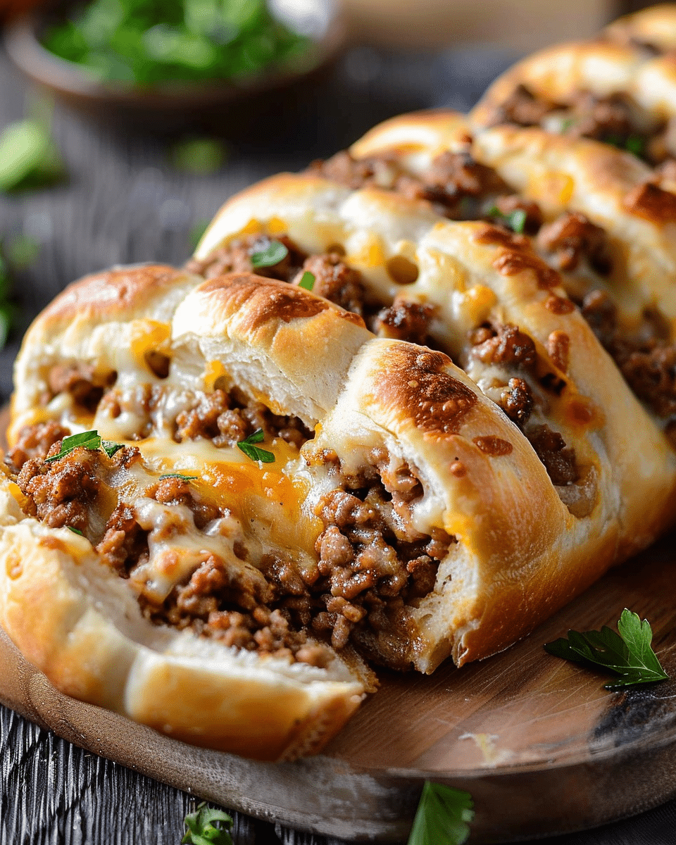 Cheesy Ground Beef Stuffed Bread Roll Recipe