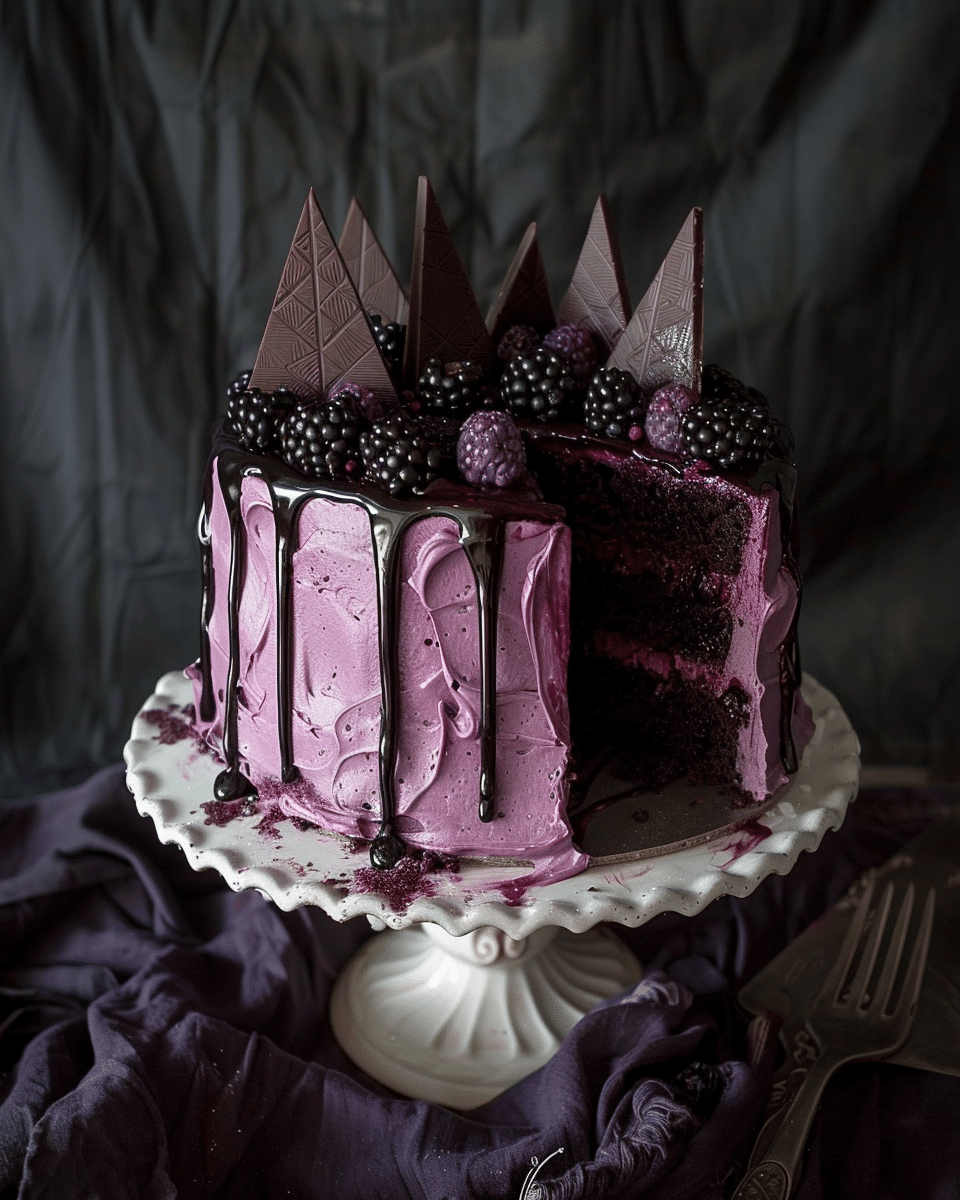 Chocolate Blackberry Elegantly Gothic Halloween Cake