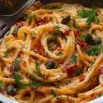 Creamy Sun-Dried Tomato Pasta with Capers and Dill