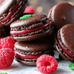 Dark Chocolate Raspberry Macarons