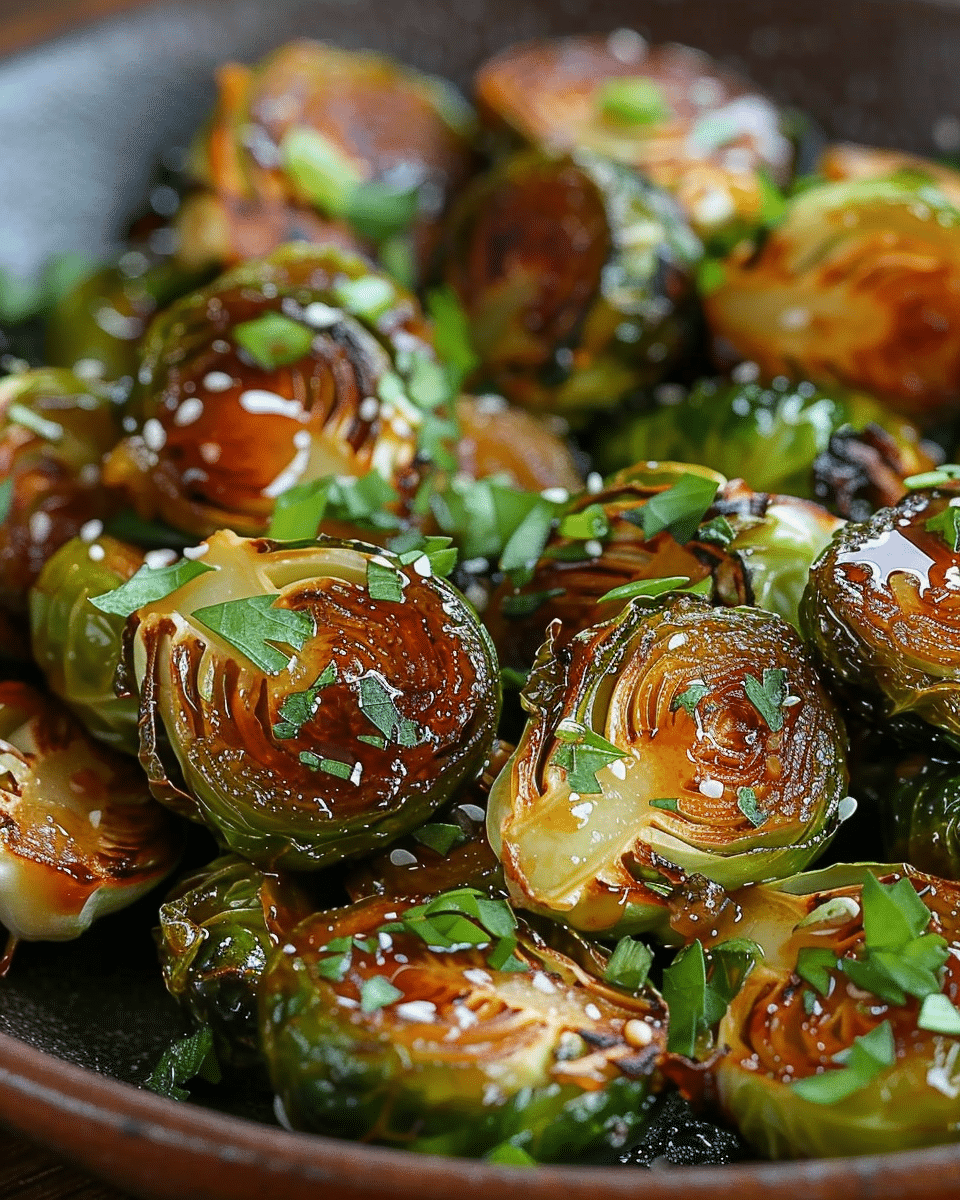 Extra Crispy Honey Garlic Brussels Sprouts
