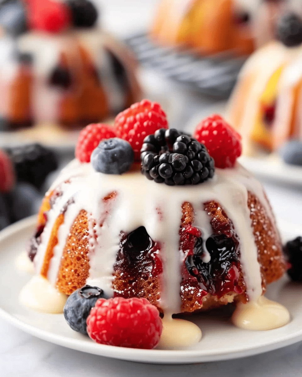 Mini Berry Bundt Cakes with Cream Cheese Glaze: A Delightful Bite-Sized Treat