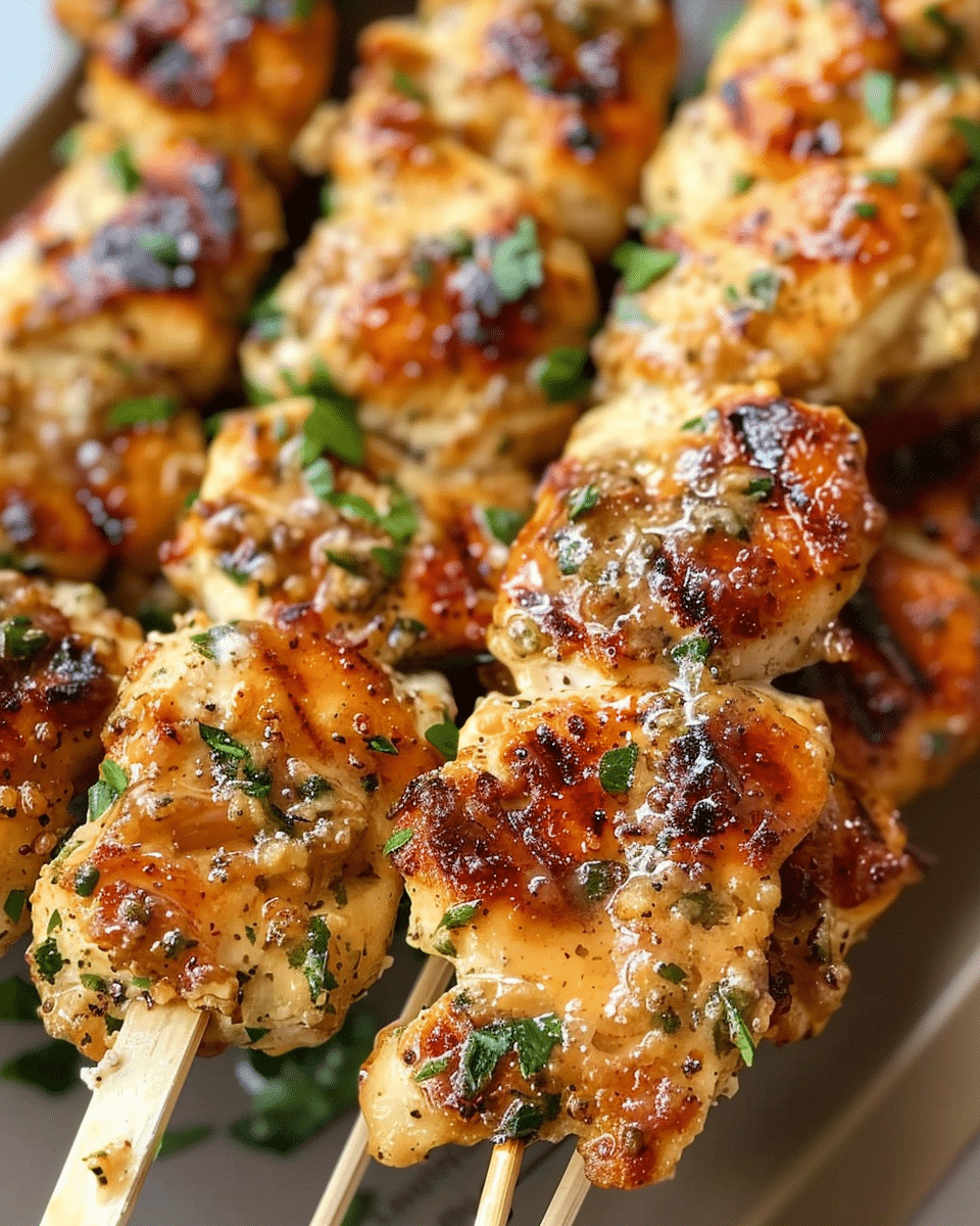 Ranch Garlic Parmesan Chicken Skewers