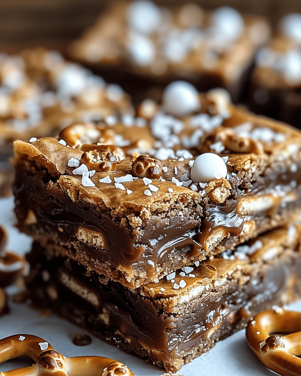 Salted Caramel Pretzel Blondies