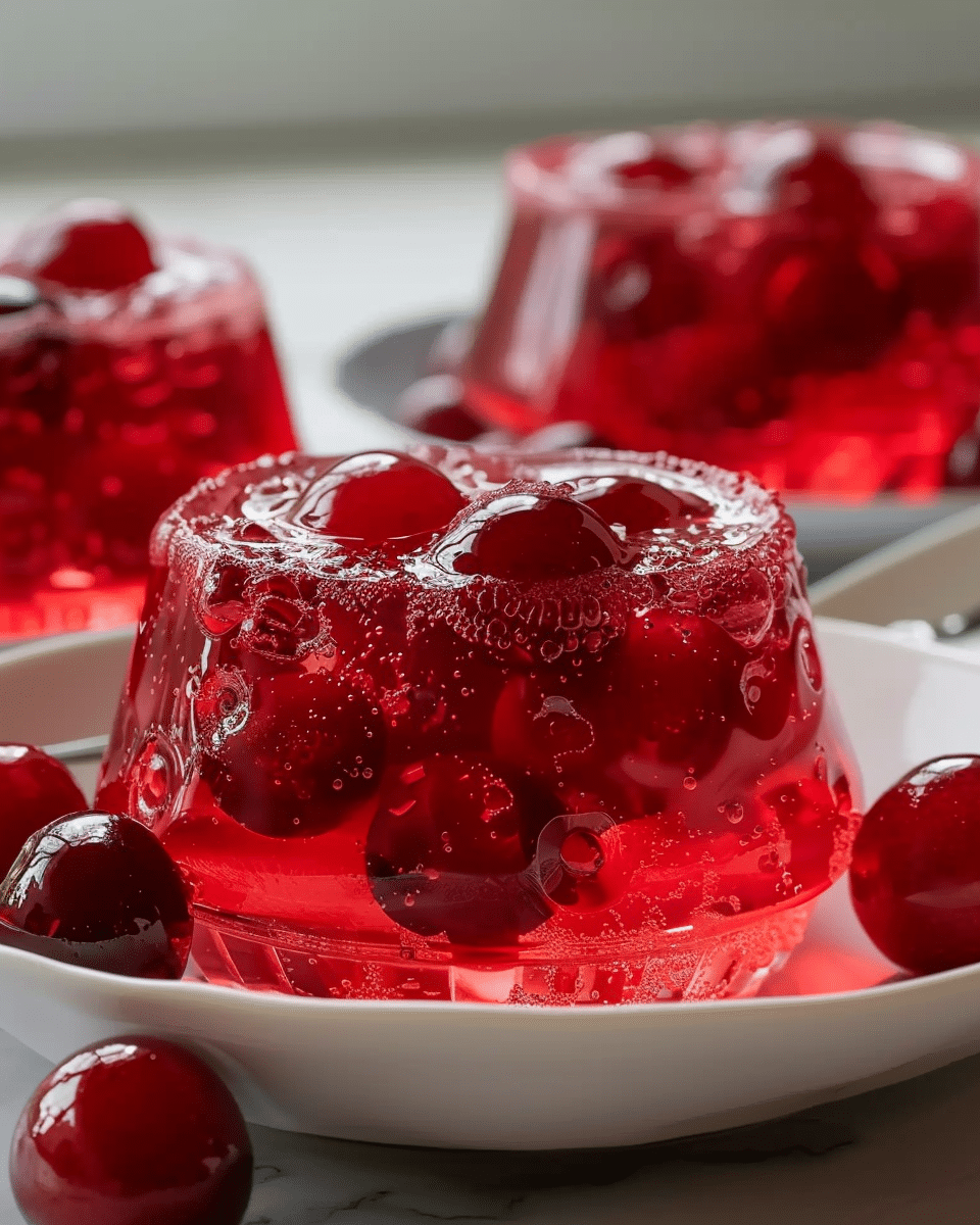 Sparkling Cherry Gelatin Cups