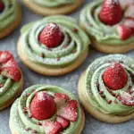 Strawberry Frosted Matcha Cookies