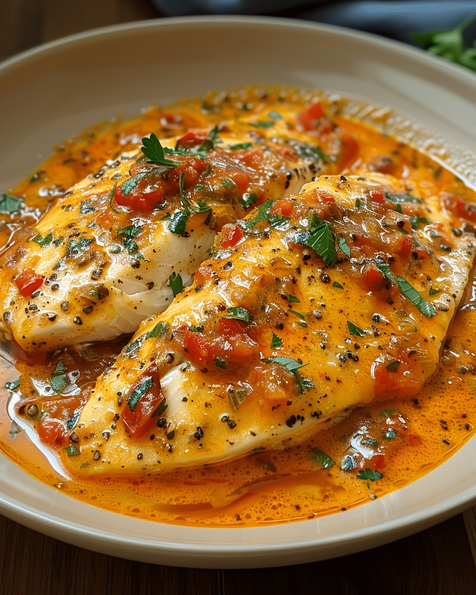 Tilapia in Roasted Pepper Sauce