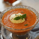 Tomato Cold Soup with Parmesan Cheese Ice Cream