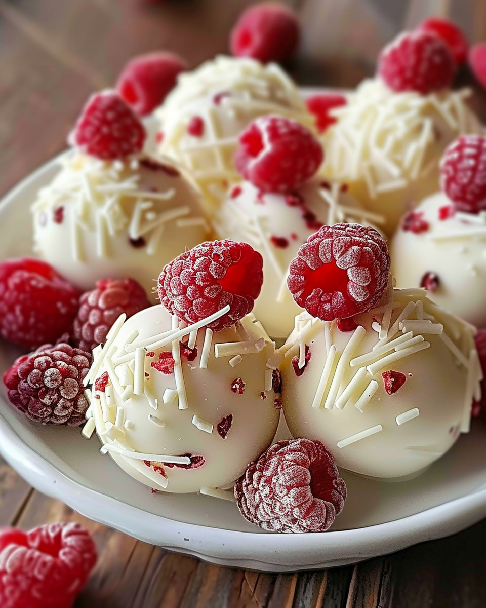 White Chocolate Raspberry Cheesecake Balls