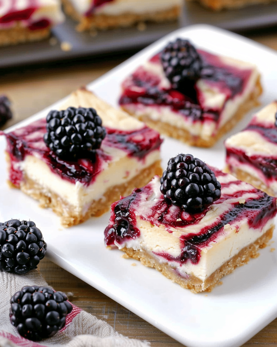Blackberry Swirl Cheesecake Bars