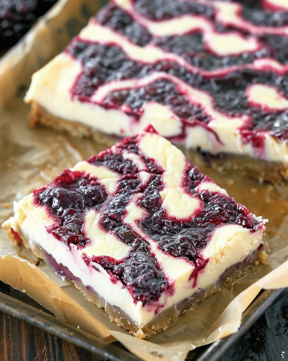 Blackberry Swirl Cheesecake Bars