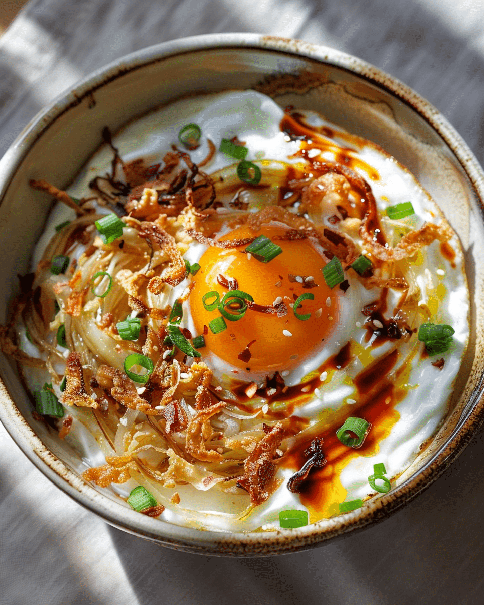 Bowl with Crispy Shallots & 7-Minute Egg Recipe