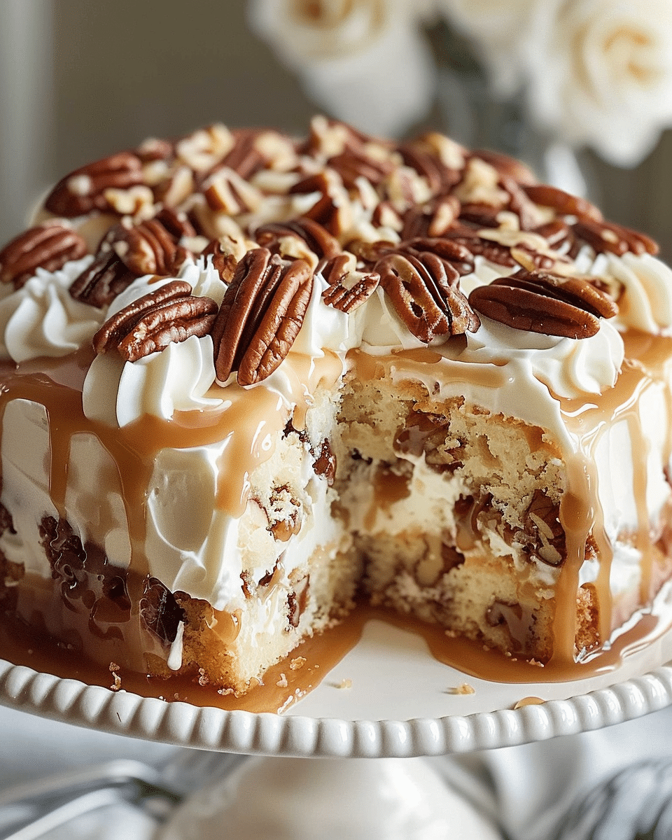 Butter Pecan Praline Poke Cake