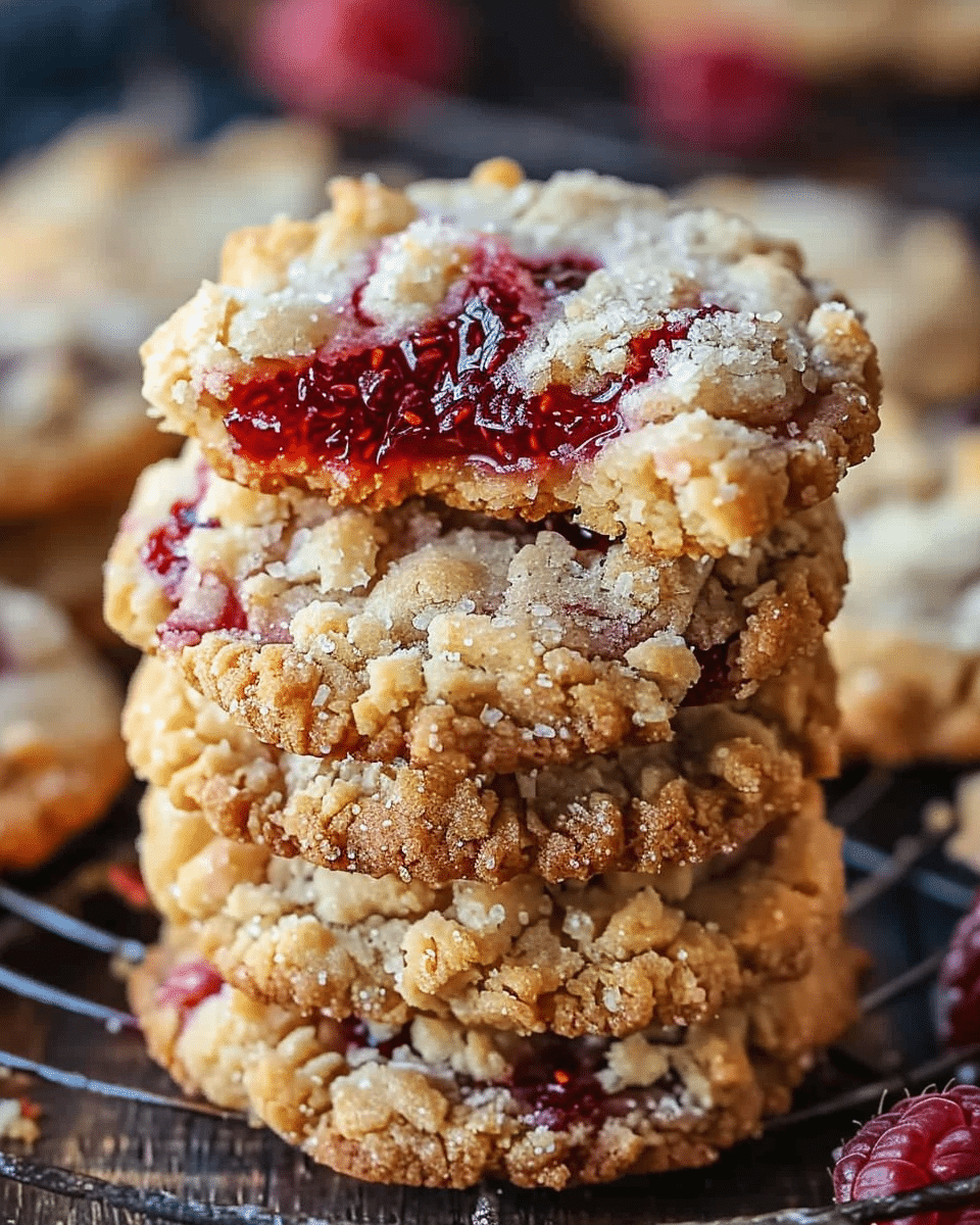 Buttery Raspberry Crumble Cookies with Sweet Jam Filling