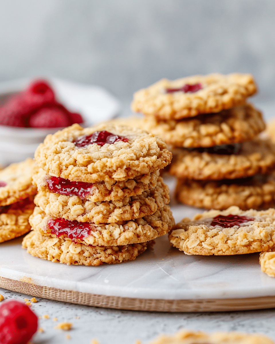 Buttery Raspberry Crumble Cookies with Sweet Jam Filling