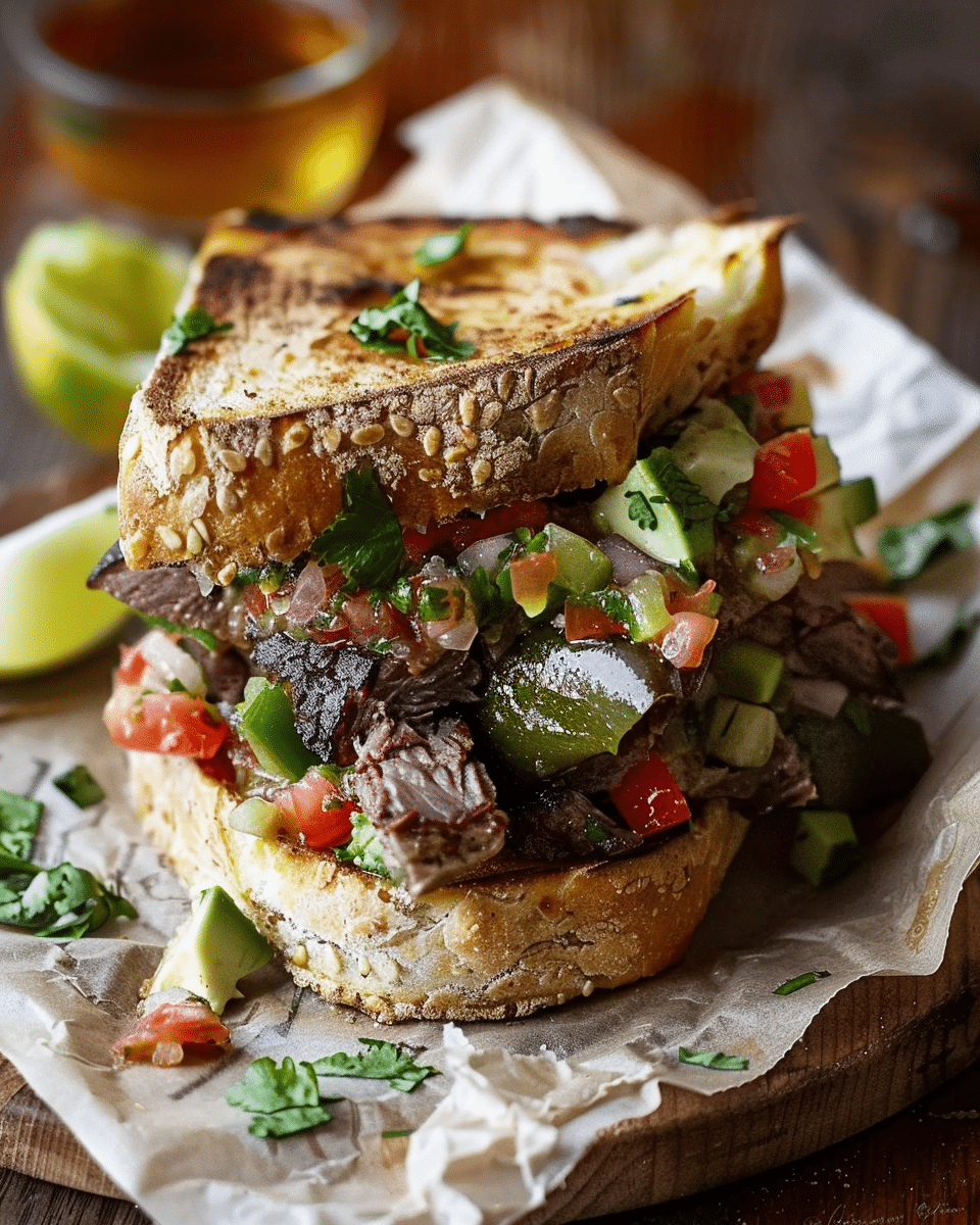 Carne Asada Torta with Roasted Poblano Salsa in 5 Simple Steps