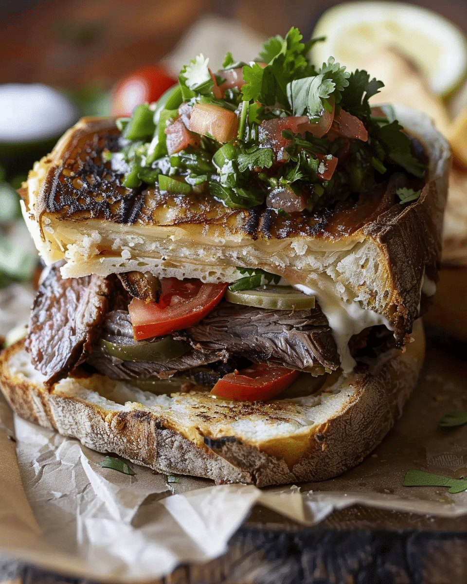 Carne Asada Torta with Roasted Poblano Salsa in 5 Simple Steps