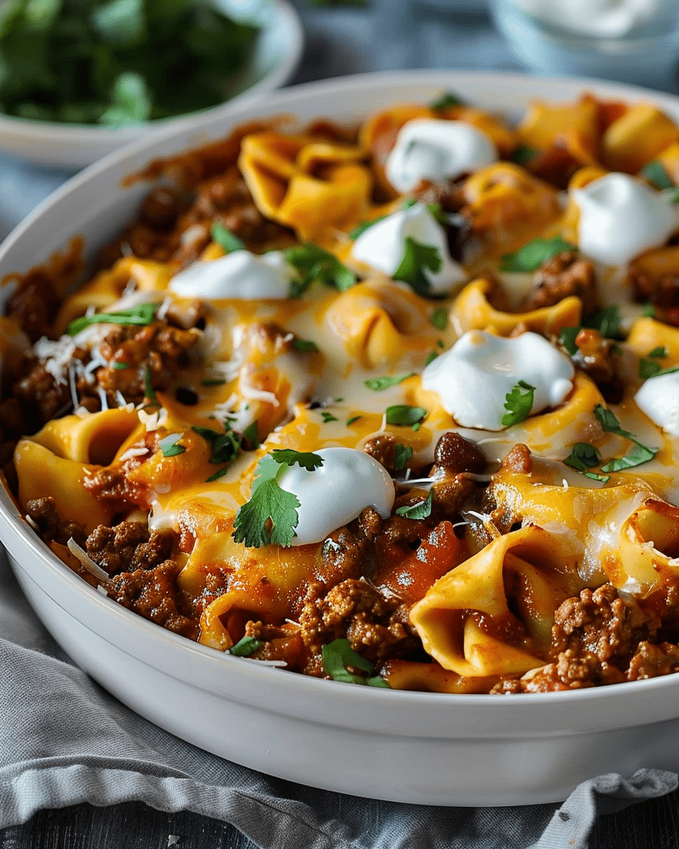 Cheesy Beef Enchilada Tortellini