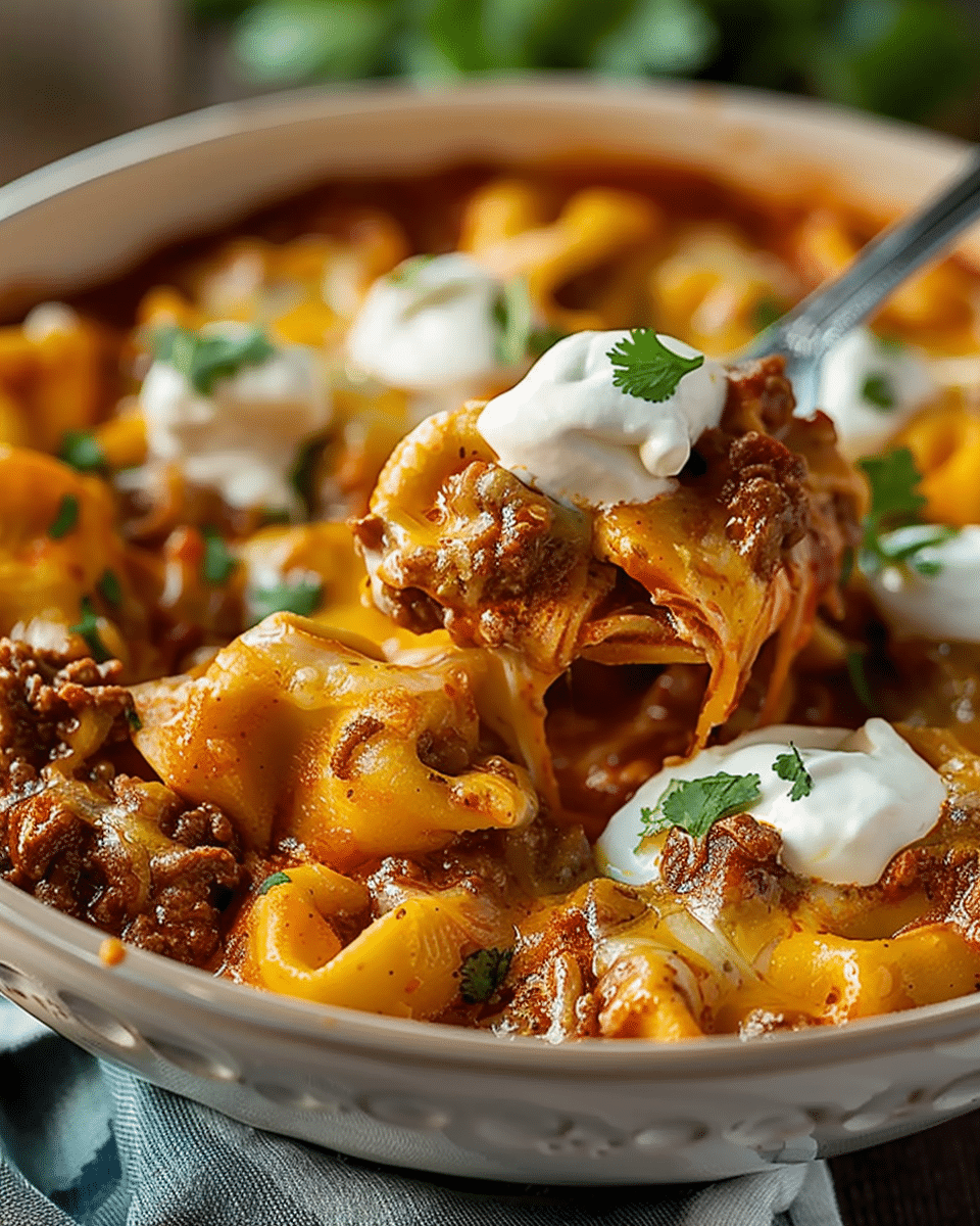 Cheesy Beef Enchilada Tortellini