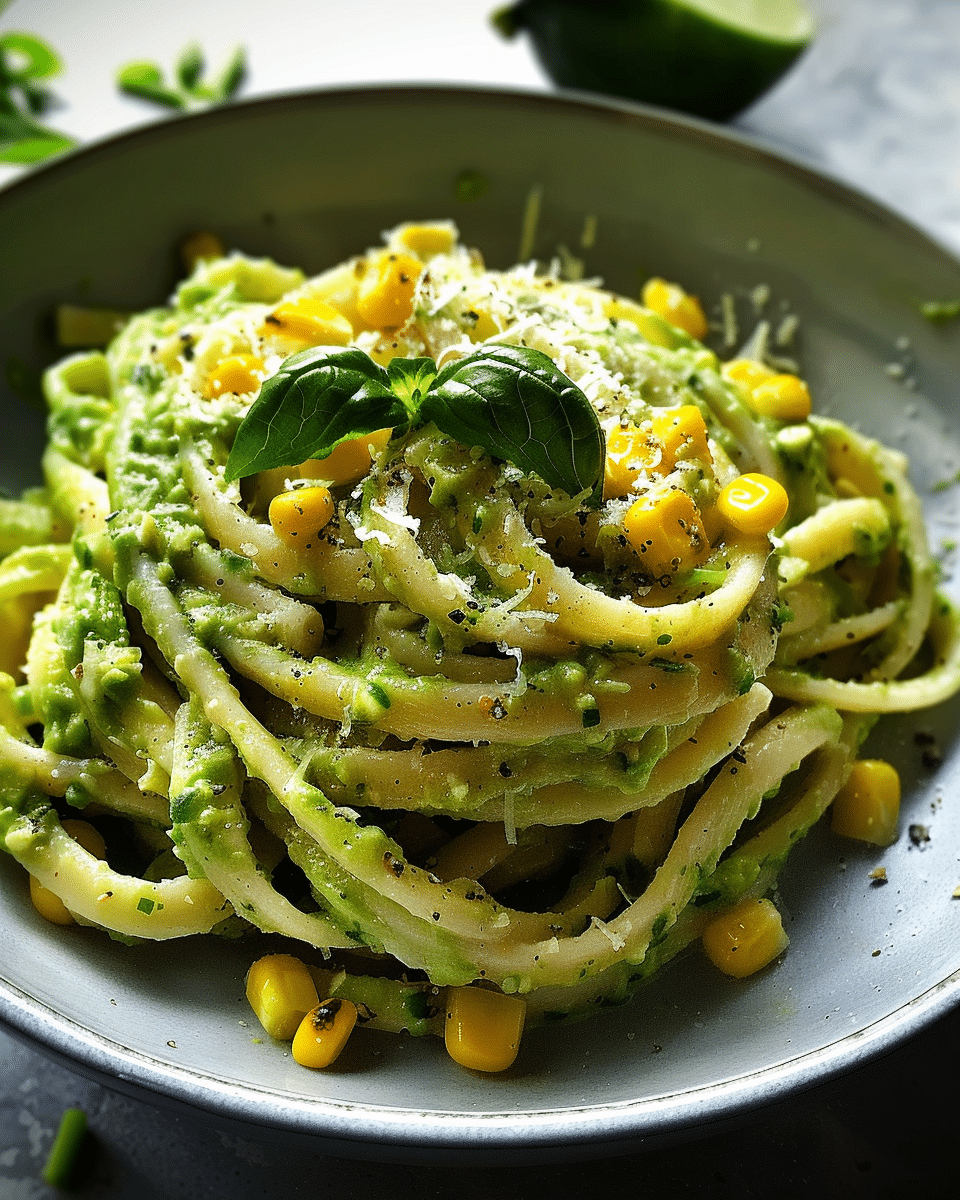 Creamy Avocado Pasta with Corn and Lime