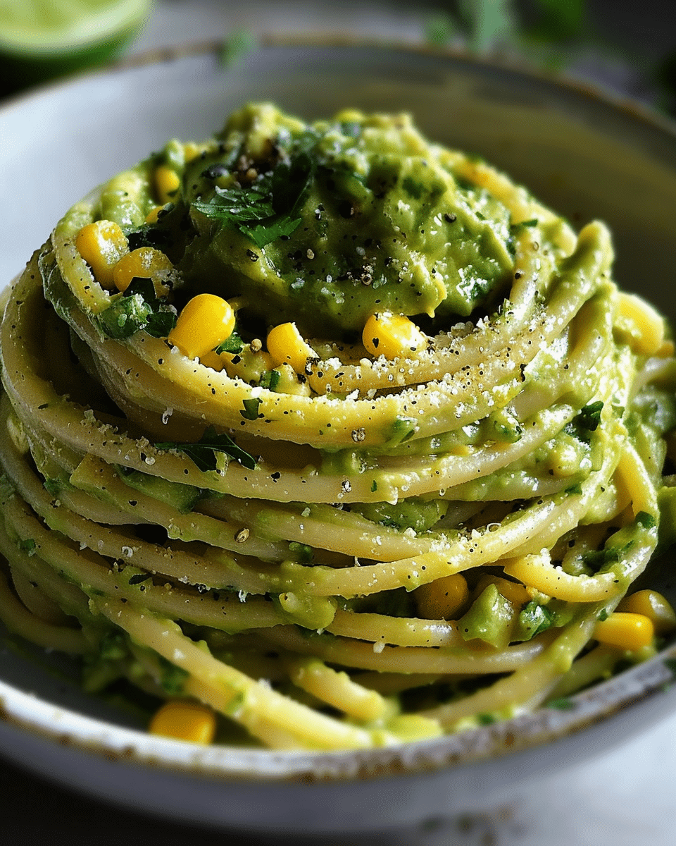 Creamy Avocado Pasta with Corn and Lime