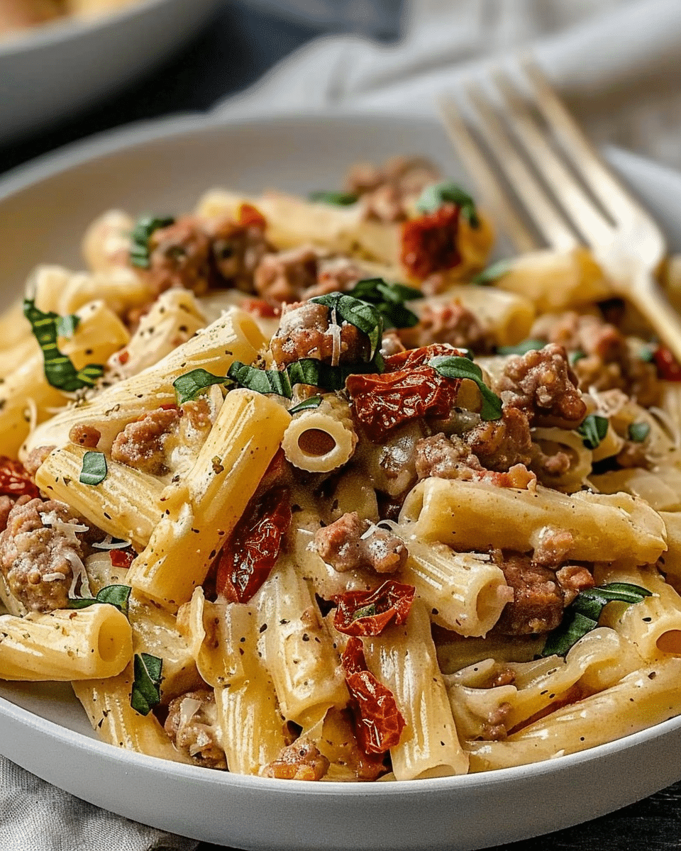 Creamy Italian Sausage Sun Dried Tomato Pasta