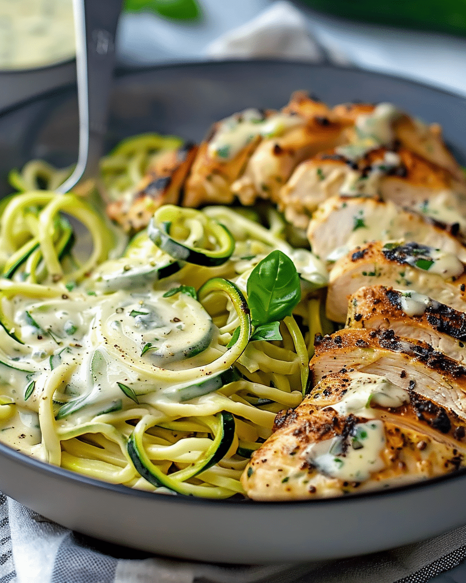Creamy Zucchini Noodle Chicken Alfredo Recipe