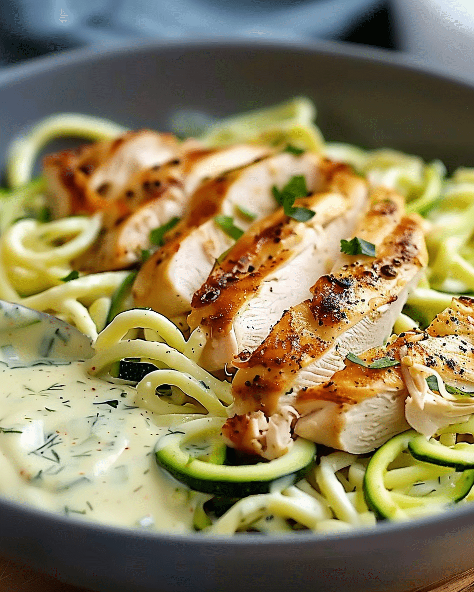 Creamy Zucchini Noodle Chicken Alfredo Recipe
