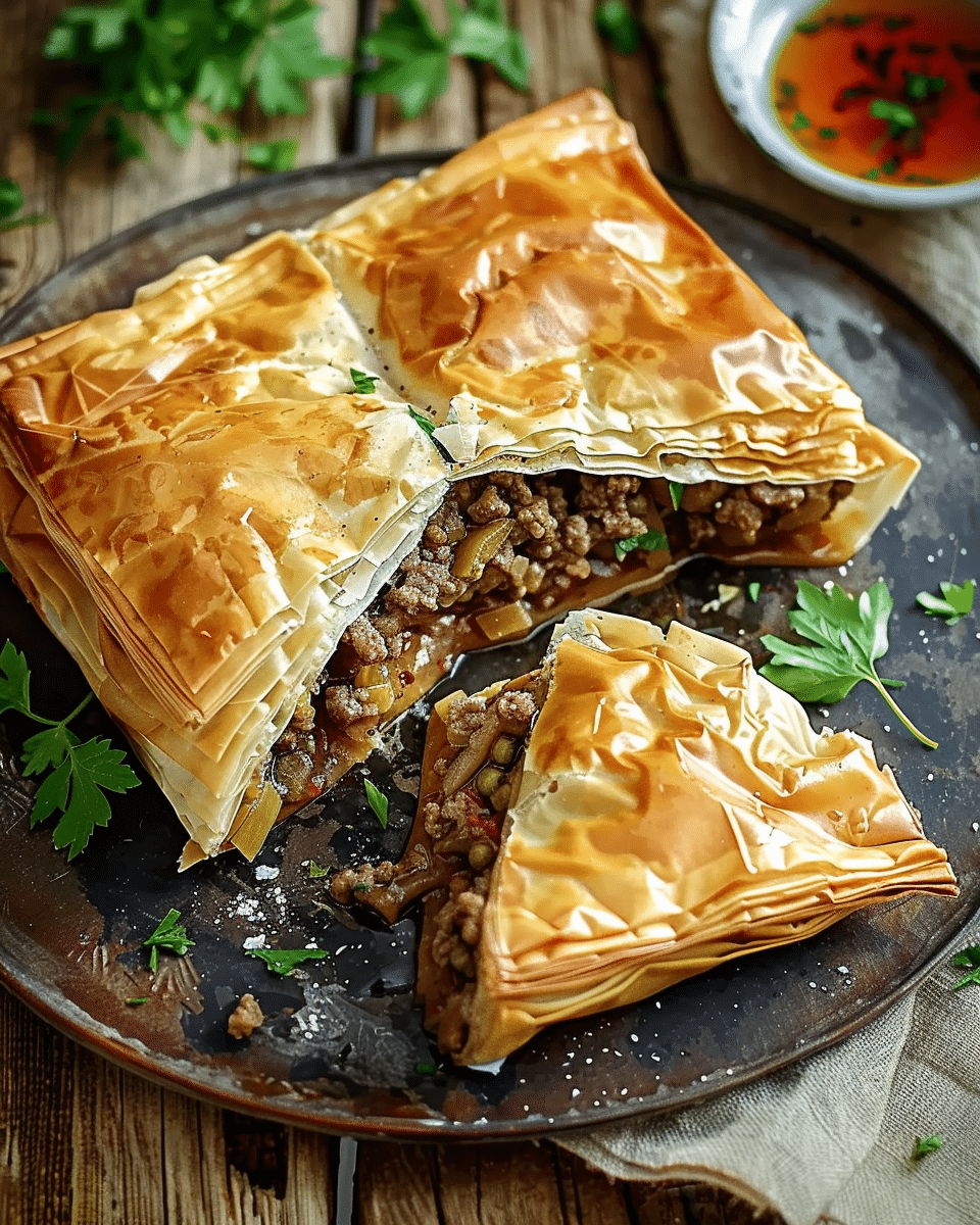 Crispy Phyllo Meat Pie Recipe With Spiced Beef Filling