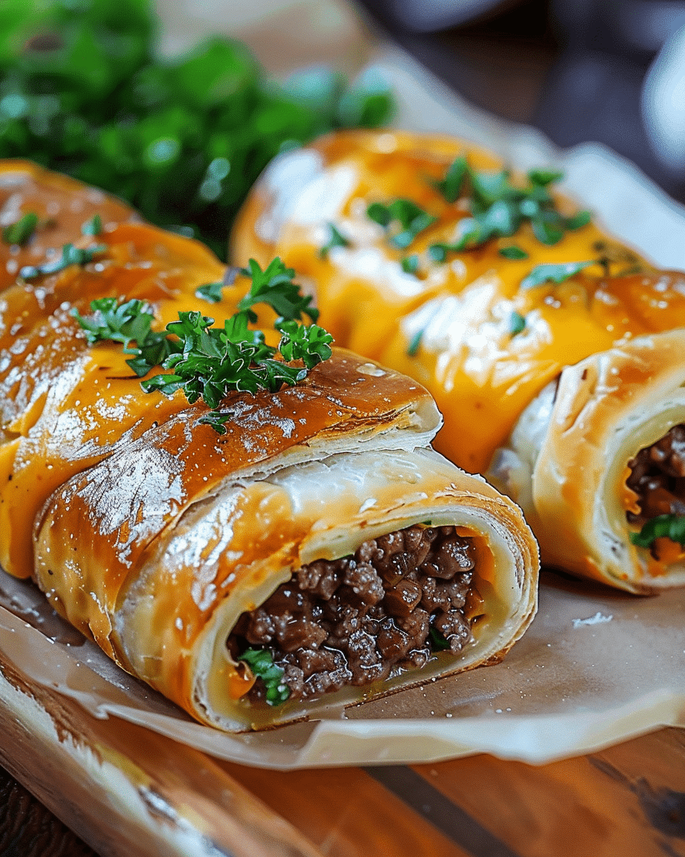 Garlic Butter Beef Cheeseburger Rollups