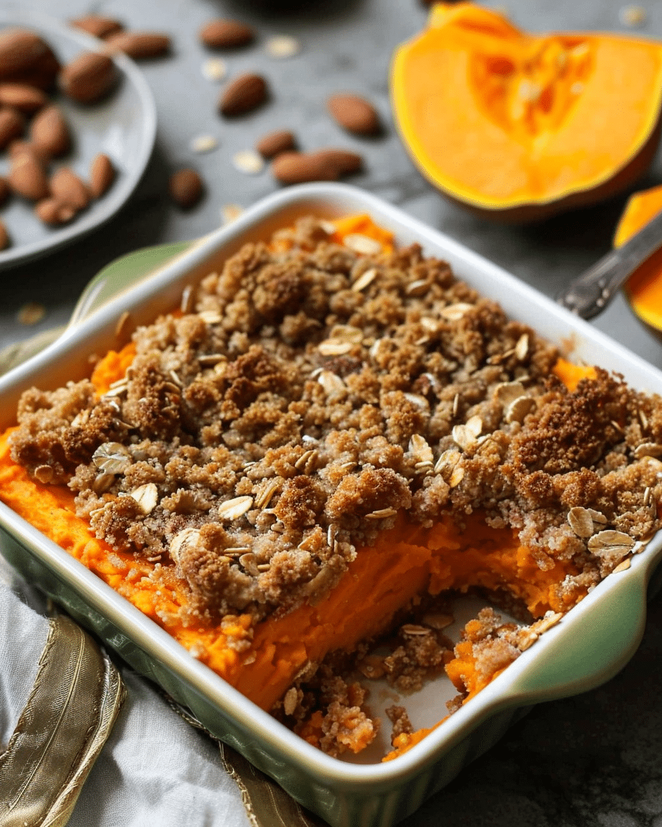 Easy Vegan Sweet Potato Casserole with Oat Crumble