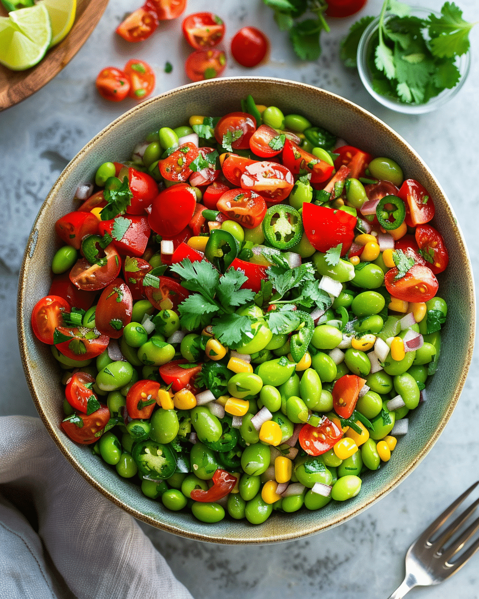 Edamame Salad with Cilantro Lime Dressing