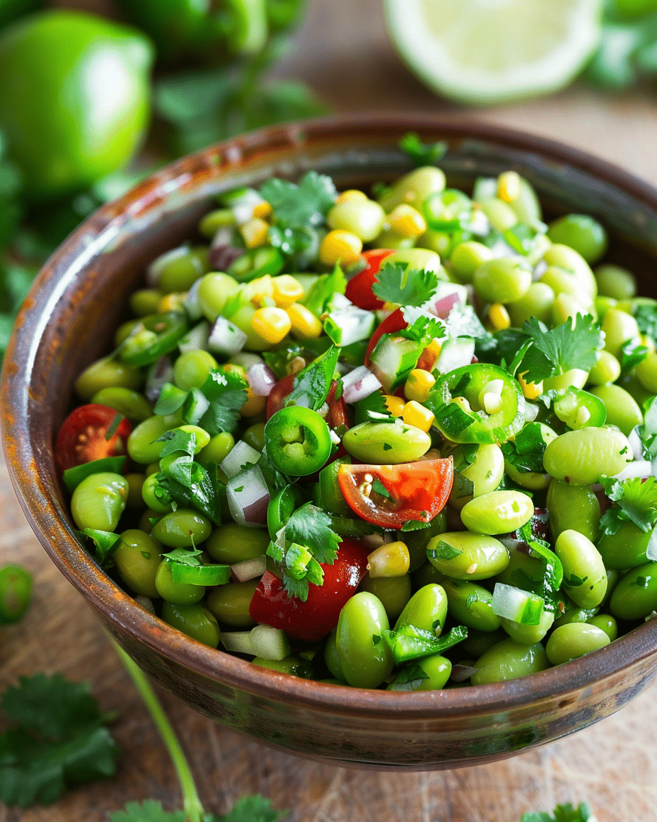 Edamame Salad with Cilantro Lime Dressing