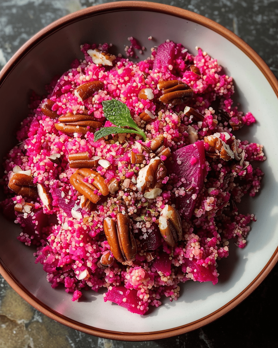Pink Beet Couscous with Pecans