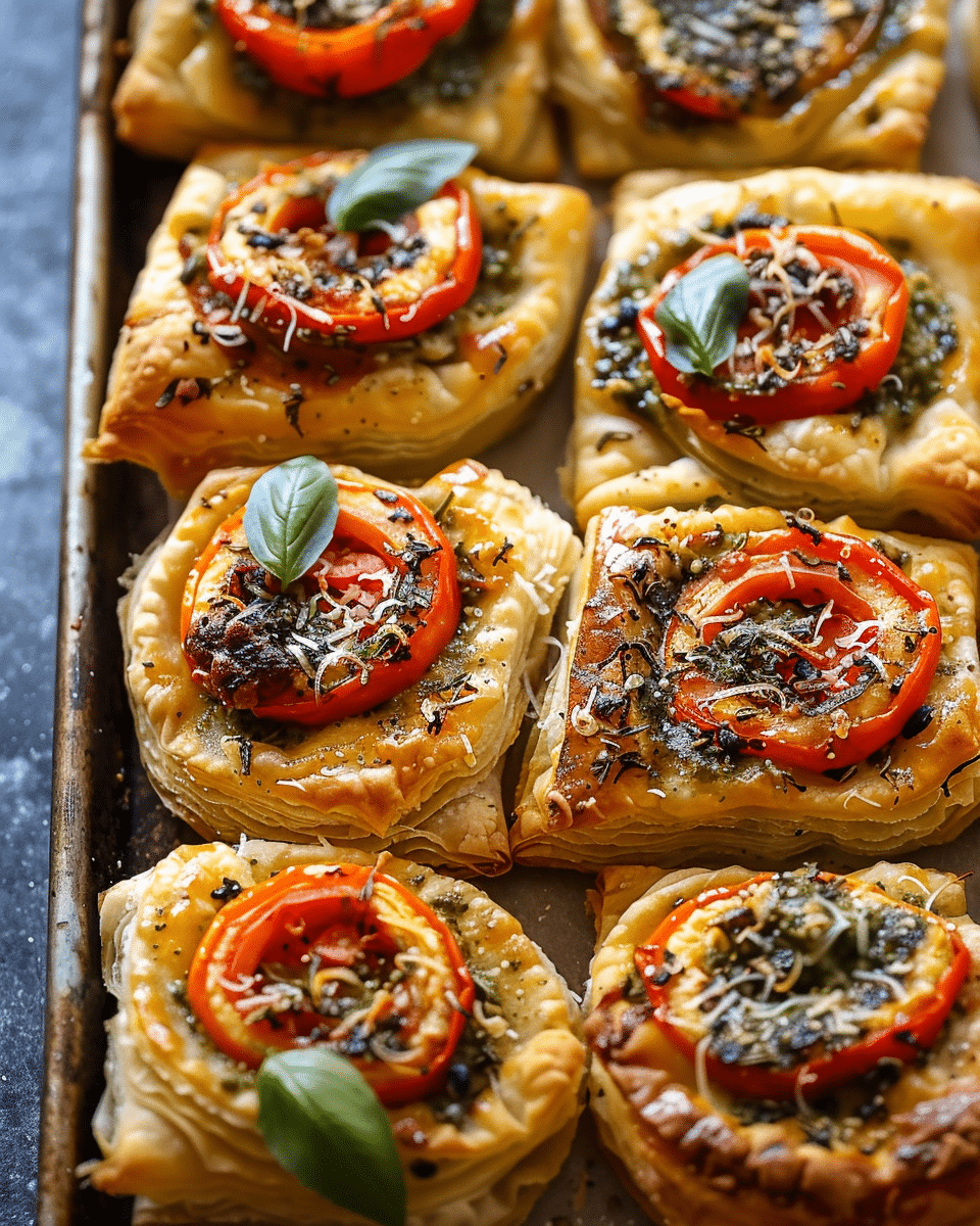 Puff Pastry Pesto Pizza Bites