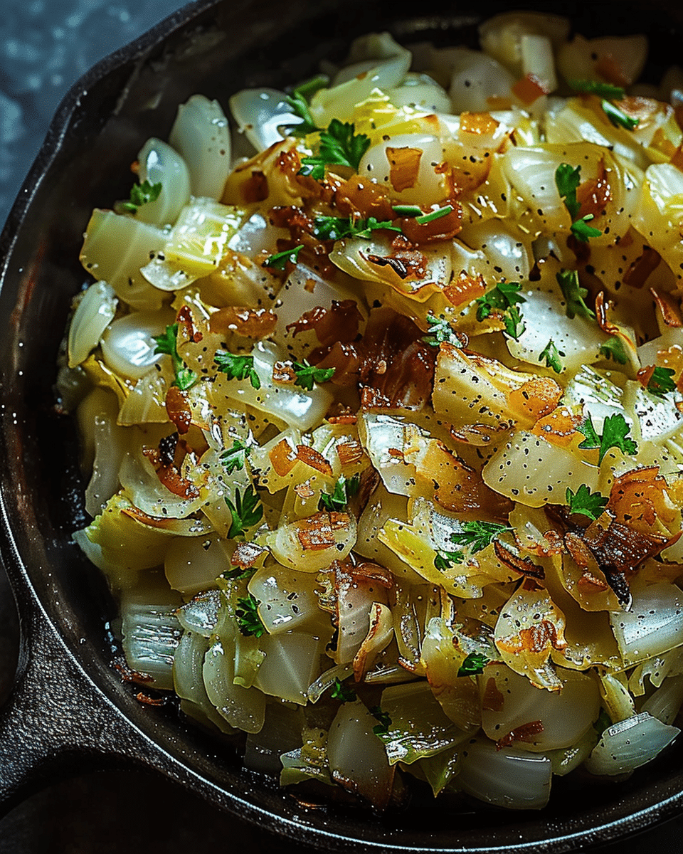 Fried Cabbage with Chicken, Onion, and Garlic