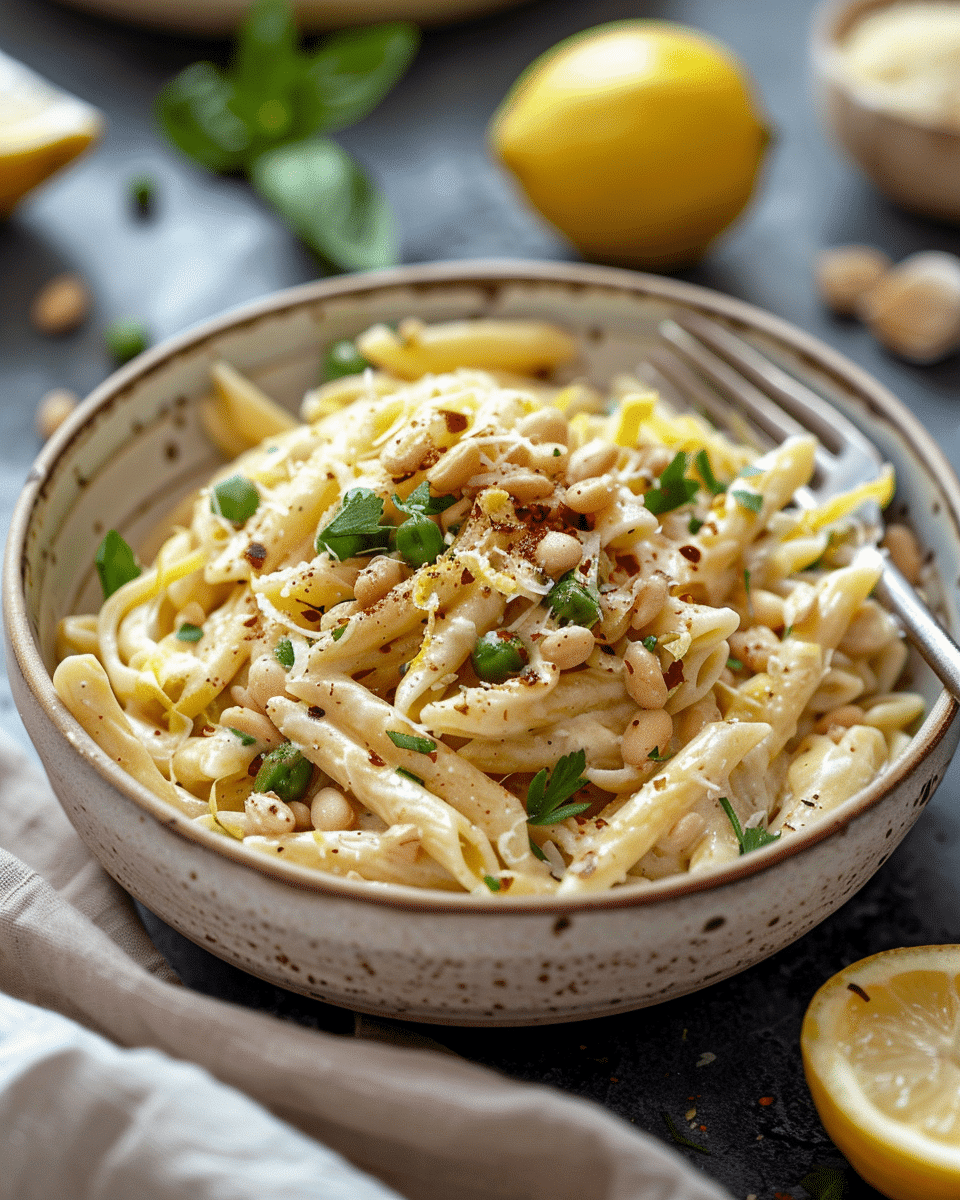Vegan Lemon White Bean Pasta