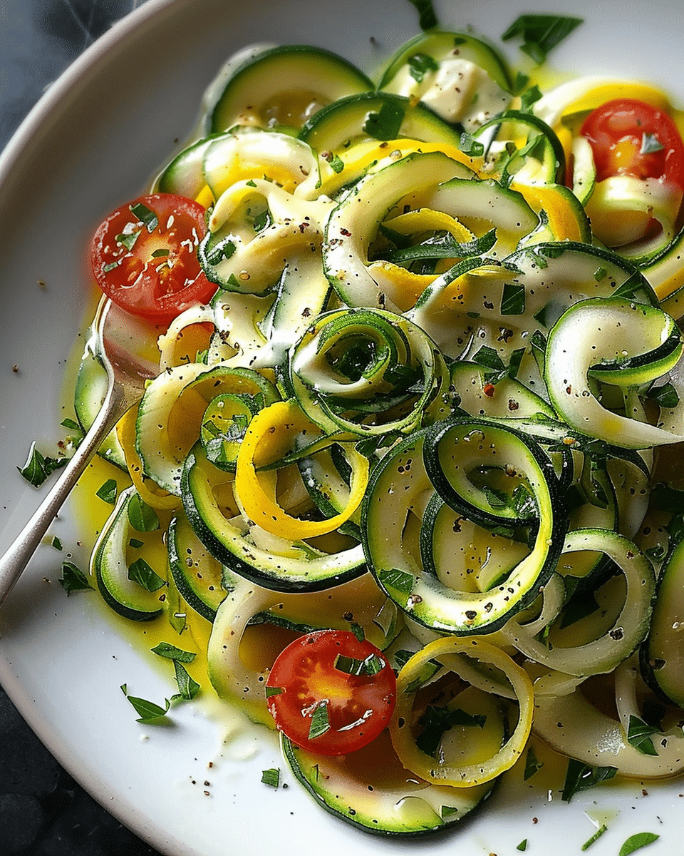 Zucchini Ribbon Salad with Lemon Tahini Dressing