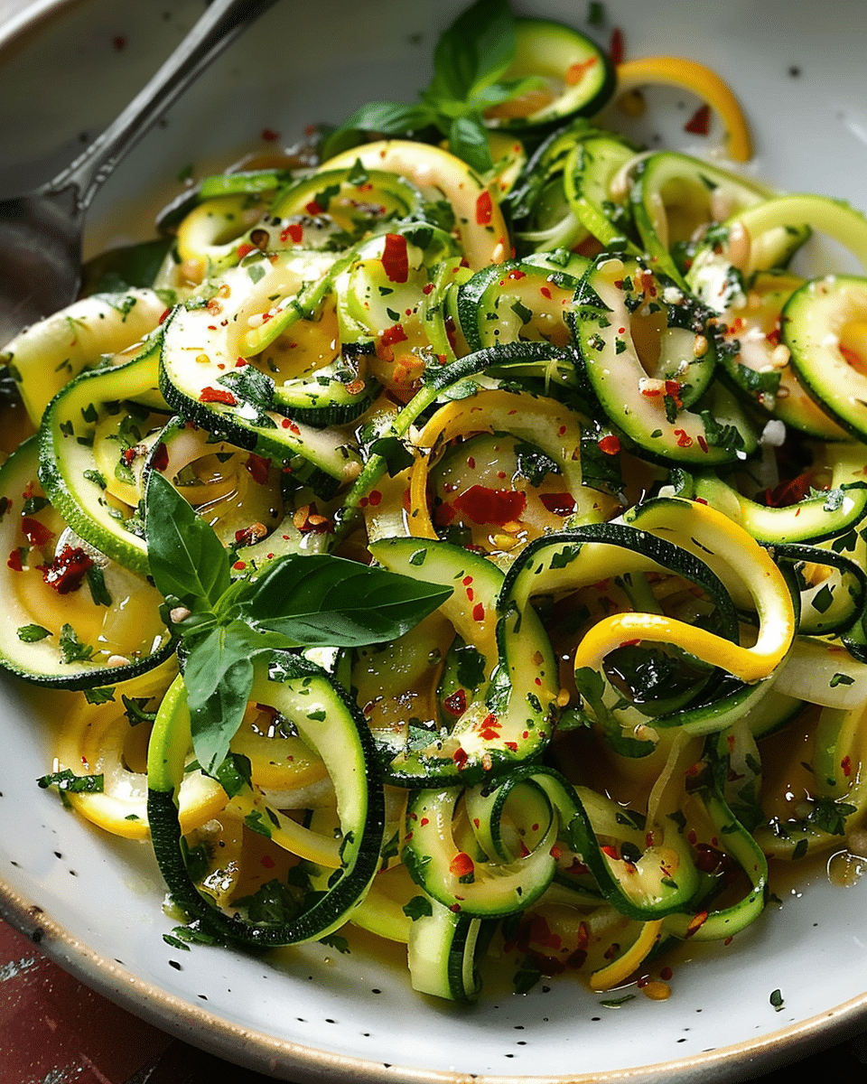 Zucchini Ribbon Salad with Lemon Tahini Dressing