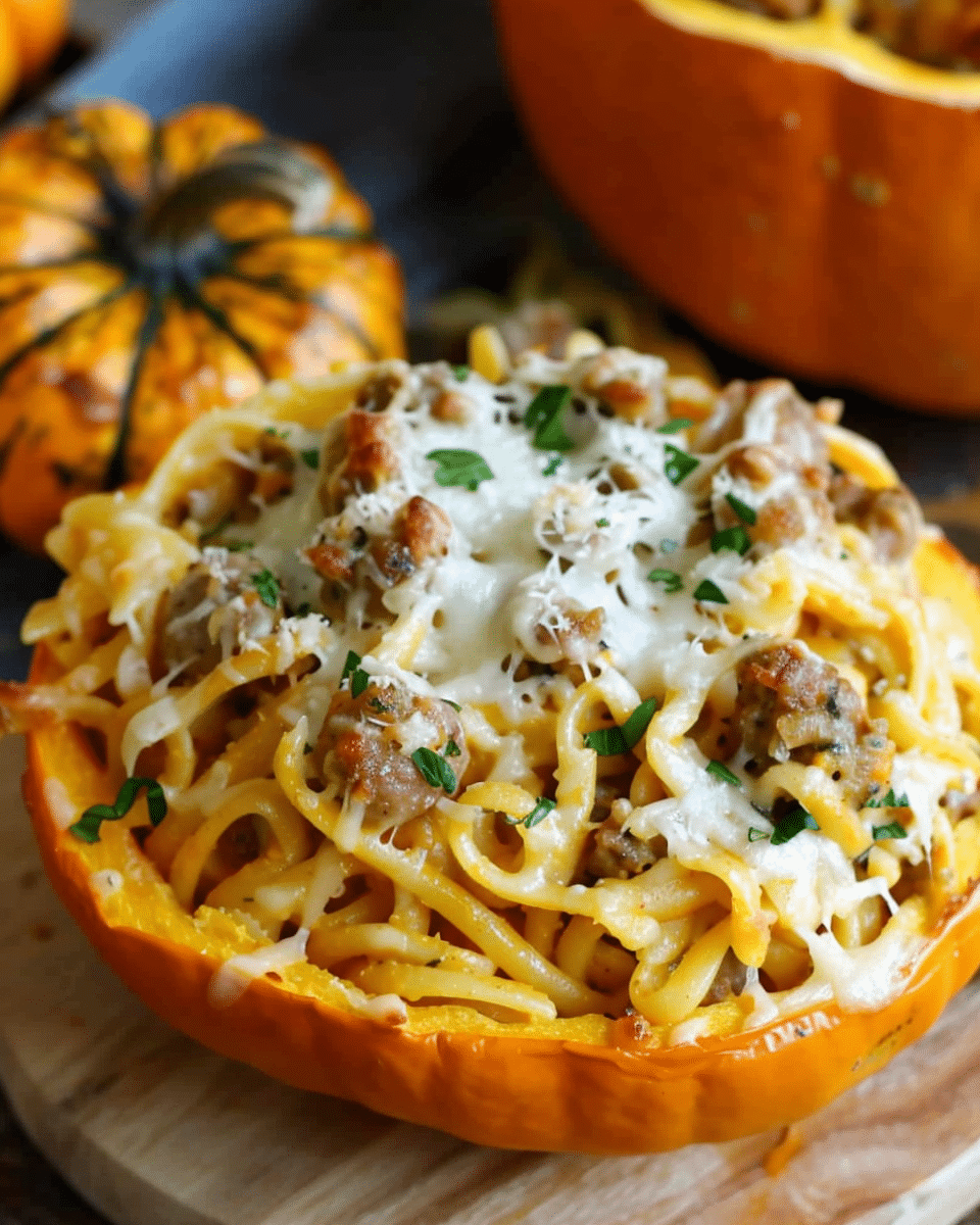 Creamy Pumpkin Sausage Pasta, Stuffed Pumpkins