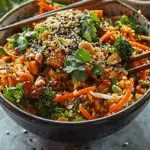 Crispy Rice Peanut Miso Salad
