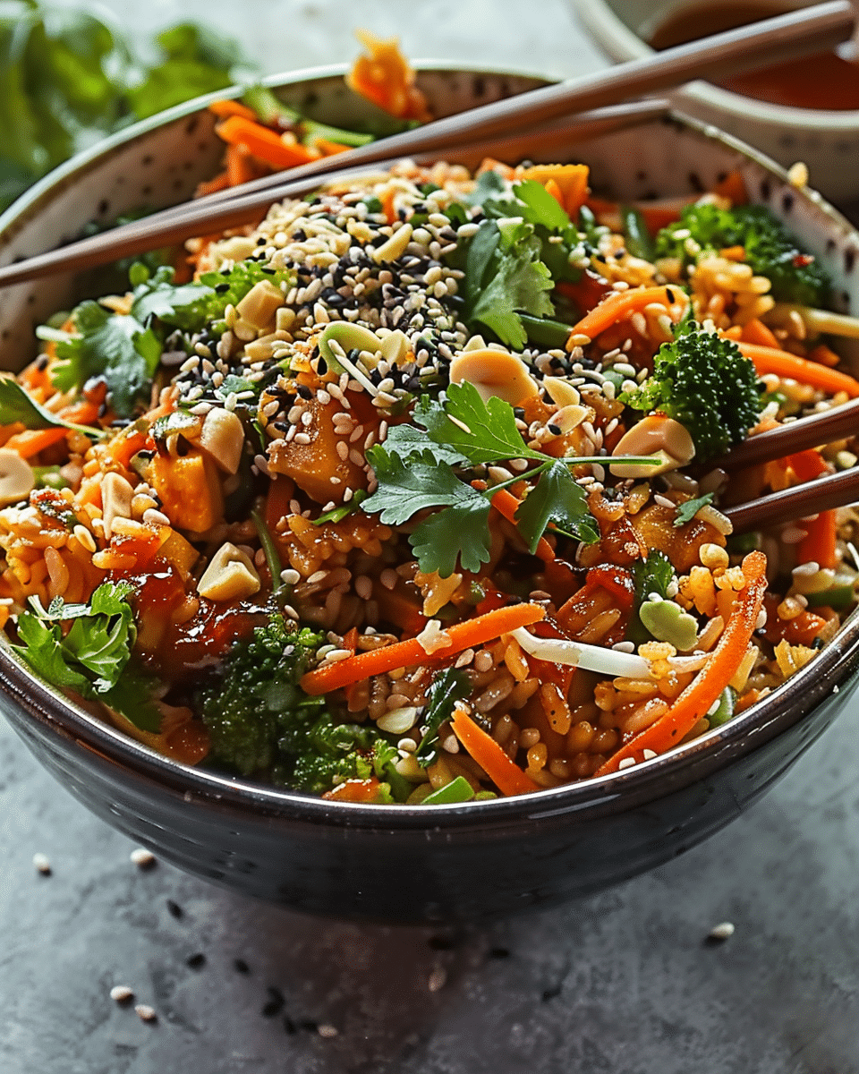 Crispy Rice Peanut Miso Salad