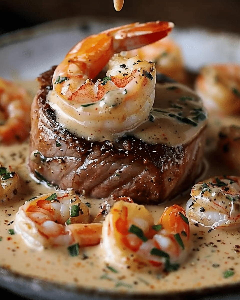 Filet Mignon with Shrimp and Lobster Cream Sauce