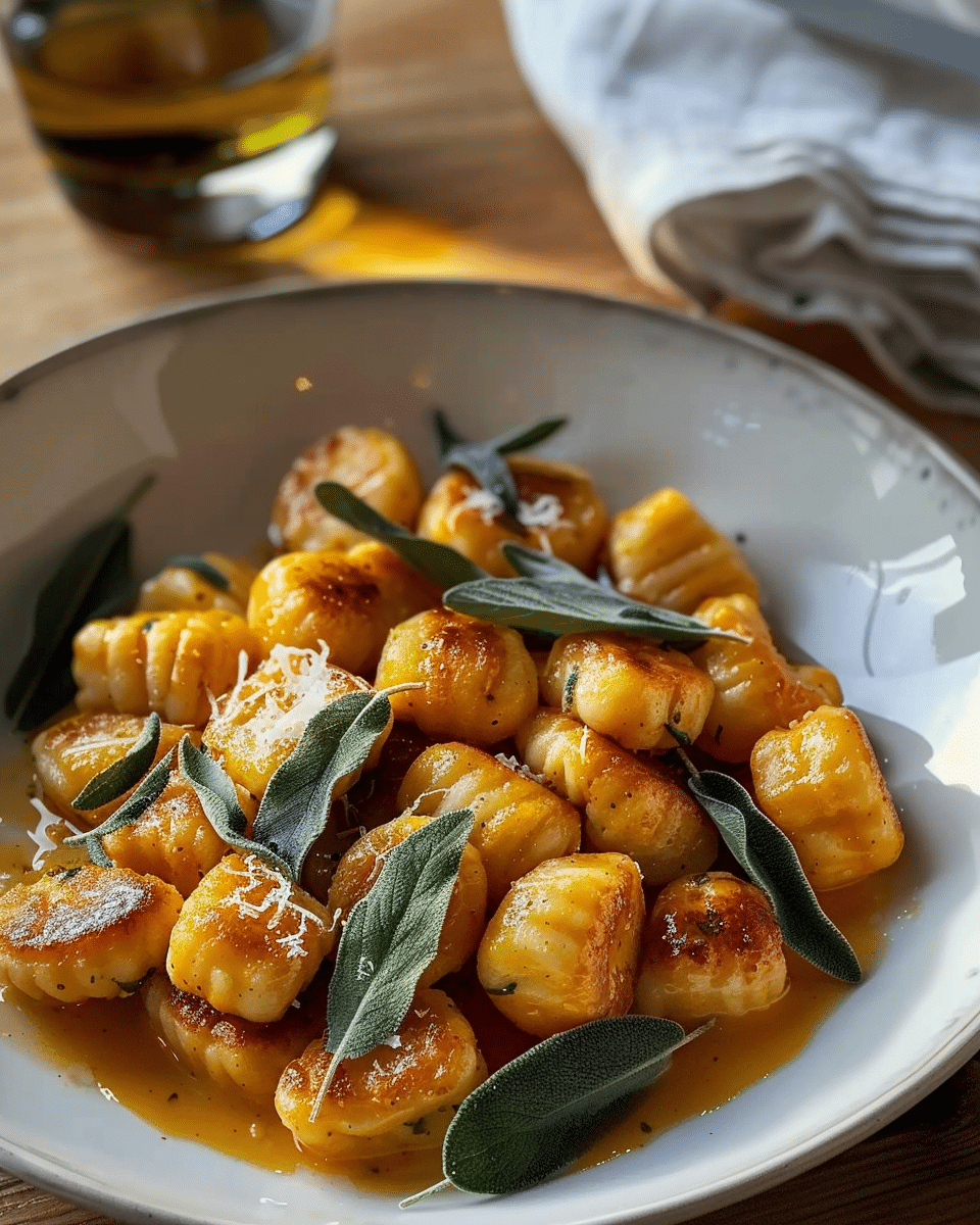 Pumpkin Sage Gnocchi in Brown Butter Sauce