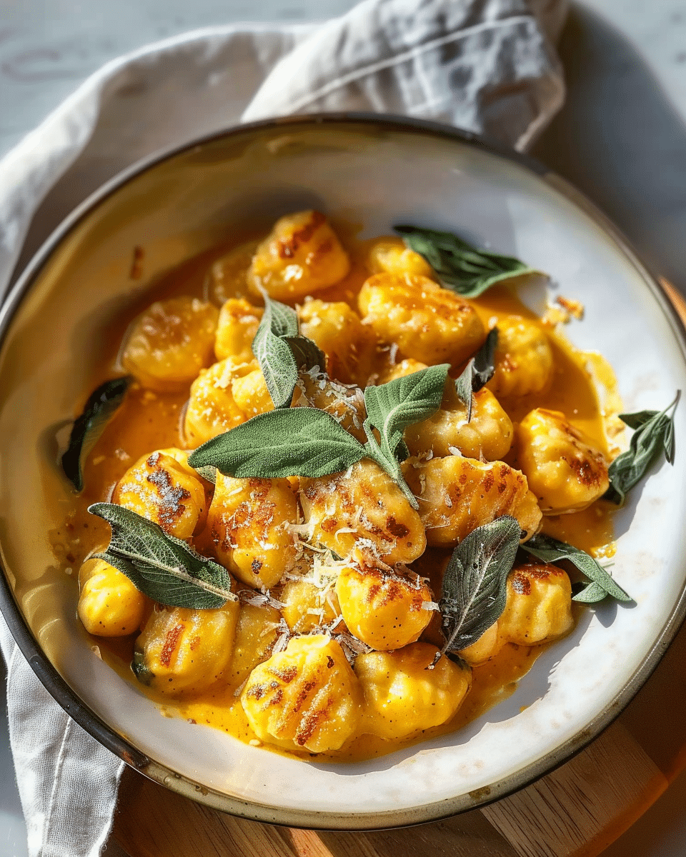 Pumpkin Sage Gnocchi in Brown Butter Sauce