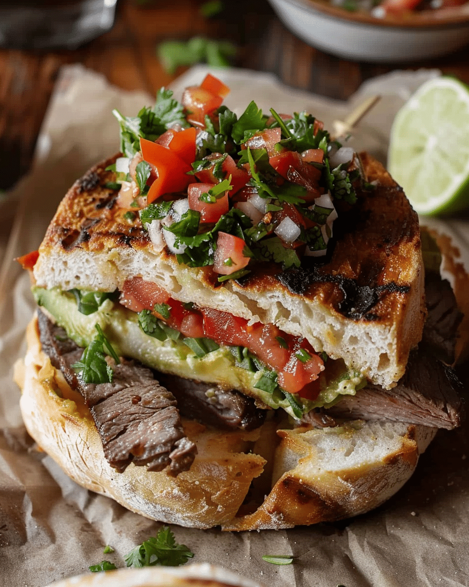 Carne Asada Torta with Roasted Poblano Salsa in 5 Simple Steps